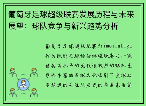 葡萄牙足球超级联赛发展历程与未来展望：球队竞争与新兴趋势分析
